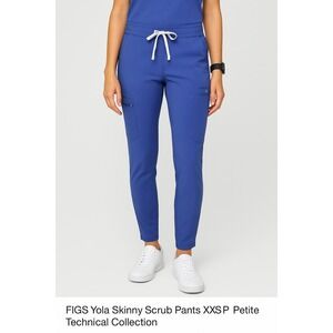 FIGS Yola Skinny Scrub Pants Womens XXS Petite Blue Technical Collection- Flawed